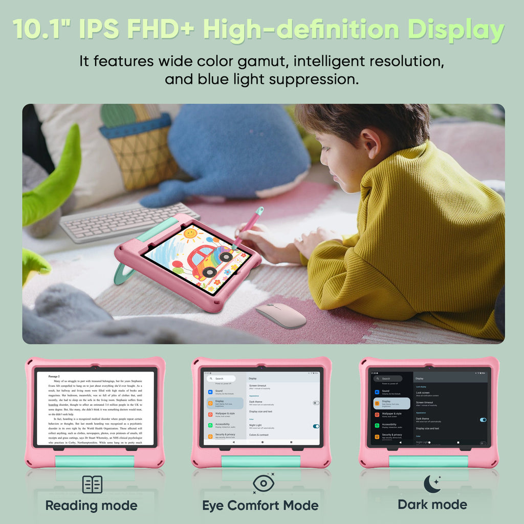 Kids Tablet, Android 16 Tablet for Kids 10 inch Octa-Core 2.2GHz with Case, 30GB RAM 64GB ROM, 2TB Expand, Parental Control, Dual Camera, BT, WiFi, with Keyboard Mouse Stylus, Gift (Pink)